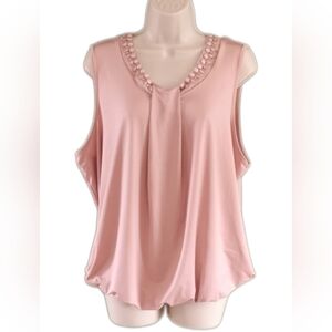 N.W.D. New Woman Design Blush Pink Embellished Sleeveless Bubble Blouse 1X